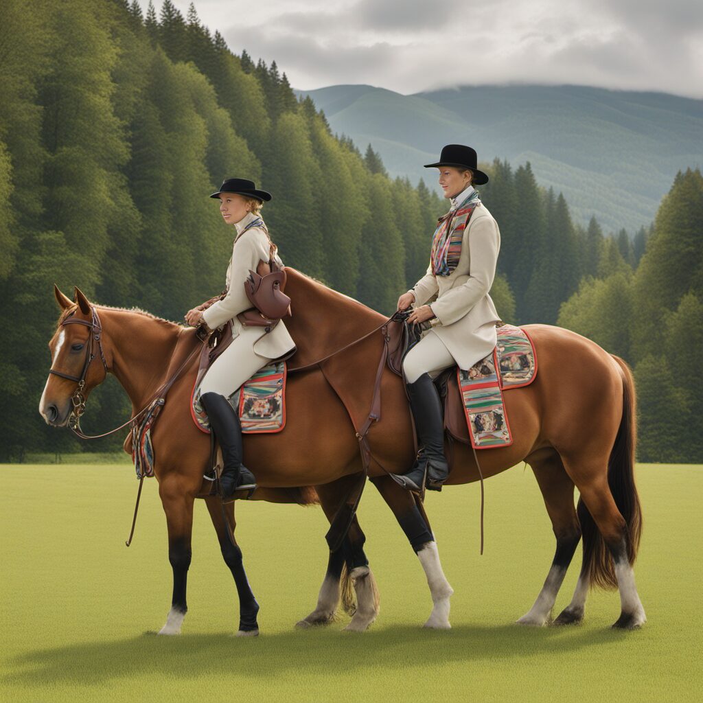 Ein Bild eines Pferdes mit einer Schabracke in einem Turnier, um die Vielfalt der Produkte zu zeigen.