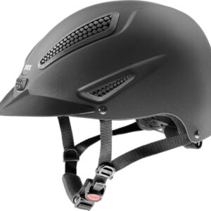 Robuster Reithelm mit individueller Größenanpassung und optimaler Belüftung für Damen und Herren, schwarz matt, Größe 54-55 cm