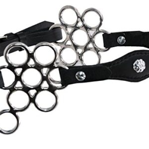 Hochwertiges und stilvolles Hackamore aus Edelstahl mit weich gepolsterter Leder, Blumenmotiv und Conchos am Nasenband für Pferde