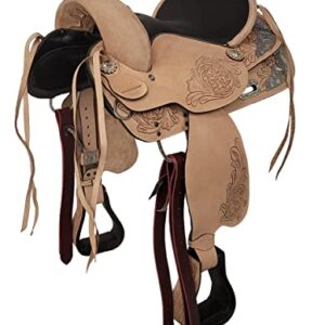 Baumloser Westernsattel Kansas aus Büffelleder Eco, wechselbares Kopfeisen, Größe: 16 Zoll