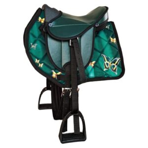 Bramas Sattel Set My Little Butterfly für Kinder, inklusive Satteldecke und Steigbügel, grün