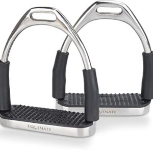 Equinate Sicherheitssteigbügel Fremont 10cm Edelstahl - Mit Anti-Rutsch Trittfläche aus Gummi - Steigbügel für Erwachsene und Kinder - Entlastet die Fußgelenke