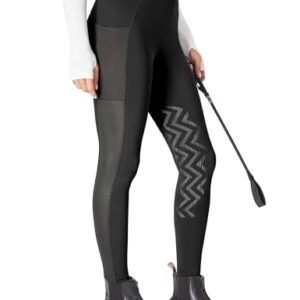 Damen Reitleggings mit Rutschfesten Silikonknien und Seitentaschen, Atmungsaktiv und Elastisch Für Reitschule und Radfahren im Frühling Sommer