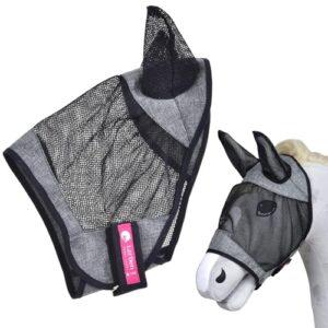 Handgefertigte Fliegenschutzmaske Deluxe Light Gray S für Steckenpferd & Hobby Horsing, Spielzeug, passend zu Halfter und Trense