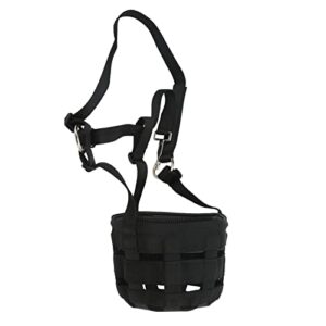 GLOGLOW Pferde Maulkorb, Mehrfach Verstellbar, Schwarz, PP und Gummi Material, 63cm Umfang, mit Großen Löchern für Einfaches Atmen, Verhindert Beißen, Weidekorb Reitzubehör