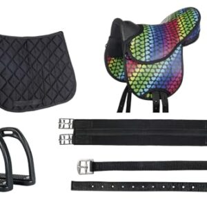 Vollstaendiges Sattel-Set fuer Kinder, Shetland-Pony oder Mini-Shetty. Einzelnasches Sattelgeschenk mit Sattel, Schabracke, Steigbuergeln und Riemen