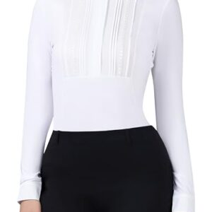 Ein Reitshirt mit Spitzenbesatz und langen Ärmeln, in weißem Farbton. Ideal für den modernen Reiter.