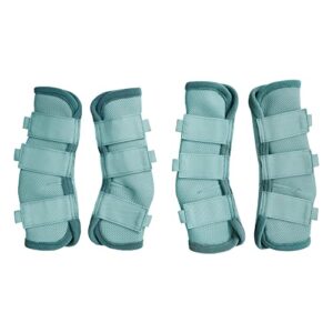 Set aus vier Pferdenschuhen für den Schutz vor Mücken und anderen Insekten, leicht blau, passend für Pferdebewegungen und maximale Schutzfunktion
