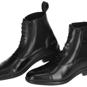 Reitstiefel Covalliero Vienna in schwarzem Echtleder, Schuhgröße 39, hochwertige Qualitätsstiefel für Reiter mit Anti-Shock-Sohle und Sporenhalter