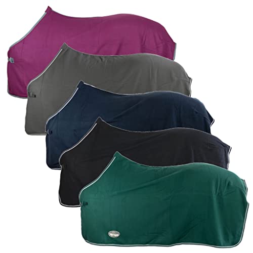 Atmungsaktive Fleecedecke für Pferde, Abschwitzdecke mit Metallverschluss und Widerristpolster, atmungsaktiver Schutz vor Scheuerstellen bei Pferden