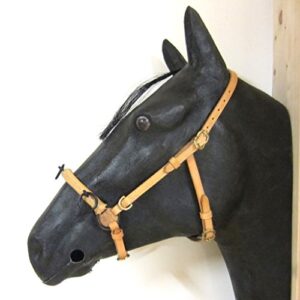 Französischer Kappzaum Cavecon/Cavesson für Pferde, weich aber stark ausgeführt, mit D-Ringen und goldenem Beschlag, naturfarbig, ideal für Pferde mit empfindlicher Zunge.