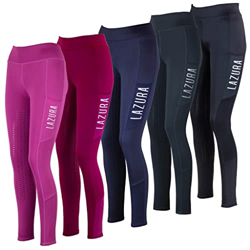 Reitleggings für Mädchen Emilia von Lazura - Vollbesatz-Reithose mit 2 seitlichen Handytaschen in der Farbe Fuchsia, Größe 152