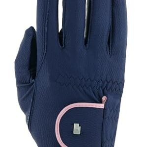 Hochwertiger und stilvoller Sommerhandschuh von Roeckl Sports für Frauen, Navy/Vintage Pink Größe 7,5