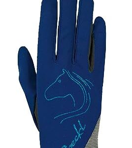 Roeckl Sports Reithandschuh Tryon, Kinderhandschuh für Sommer, Marine 5 - Komfortabler Handschuh mit Velcro-Streifen und Pferdesymbol