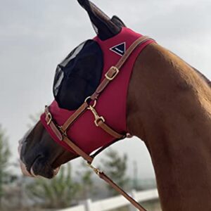 Pferdefliegenmaske, Fliegenmaske für Pferde, Schutz vor Insektenstichen, ultraelastisches Material, komfortabel und weich an der Haut des Pferdes sitzend.