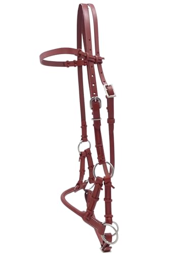 Thor Equine Sidepull gebisslos Leder Chestnut Full, rundes Nasenband, verstellbar, Edelstahl. Ein hochwertiges Ledergebiss für Pferde mit stabilen Rindsleder und feinfühligen Nasenriemen.