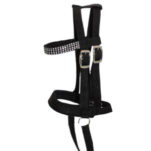 PFIFF-Trensenszaum 'Lotty' für Spiel- und Holzpferde, strapazierfähiges Material, verstellbarer Trensenzaum mit Zügeln und Glitzersteinen