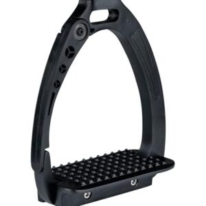 Sicherheitssteigbügel aus hochwertigem Aluminium, schwarz matt, 12 cm breit und 12 cm lang, ideal für Landwirtschaft oder Pferdebesitzer