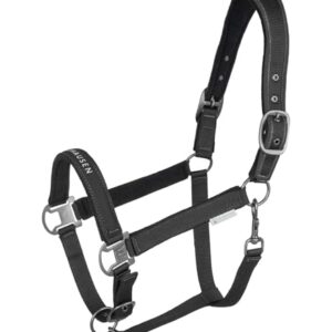 Halfter für Pferde, schwarz, anatomisches Genickstück, weiche Polsterung und mehrfache Verstellbarkeit