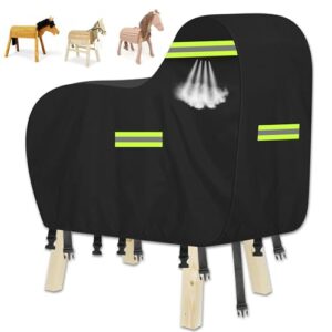 Abdeckplanen für Holz-Pferde, Outdoor Wasserdicht Oxford Pferde für Draußen Abdeckplanen UV-beständig Universal Garten-pferd Abdeckplane mit Wasserdichten Streifen,5 Reflexstreifen,5 Winddichte Schnallen