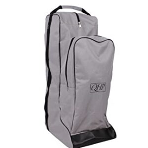 ARBO-INOX Helm- und Reitstiefeltasche 2 in 1 Turniertasche Stiefeltasche mit Helmfach (Grau/Schwarz) - Praktische Transport- oder Aufbewahrungstasche für Reitstiefel und Reithelm