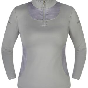 Leichtes Langarmshirt für Damen - Equinate Glide Funktionsshirt, atmungsaktiv elastisch und angenehm weich auf der Haut, XS Grau für Reitsport und Training