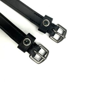 Equine Smile Sporenreime aus hochwertigem Leder mit Strass-Kristallen in Schwarz für Pferdesporne und Reitsporen, hohe Qualität und stilvolle Details