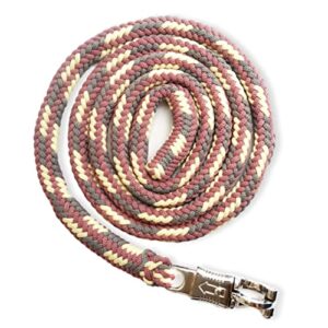 Führstrick Pferd Anbindestrick für Pferde mit stabilem Panikhaken Länge 2m viele Farben (Grau-Pastellrot-Creme) - Führstrick aus weichem Material, stabiles Panikhaken und Nachgebe-Funktion