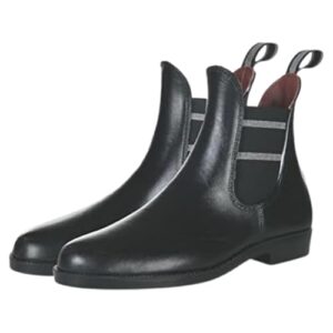 Gummistiefel für Damen, Herren und Kinder - wasserdichte Jodhpur-Stiefelette in Schwarz mit elastischen Gewebeeinsätzen und Lurexstreifen
