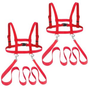 Pferdeleine zum Spielen für Kinder, Verstellbares Pferdegeschirr für Kinder mit Karabinerhaken, Rot, 2 Stück