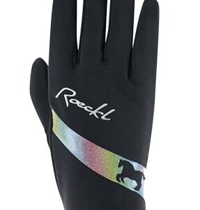 Roeckl Sports Reithandschuh KAPRIOLE, Kids & Youngst. Sommer Handschuh, Schwarz 4 - perfekter Reithandschuh für junge Reitbegeisterte mit elastischem Oberhandmaterial und weicher Innenhand aus DURADERO-Synthesie-Suede