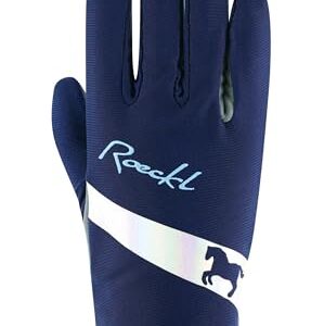Roeckl Sports Reithandschuh KAPRIOLE, blauer Sommer Handschuh für Kinder und Jugendliche mit elastischem Oberhandmaterial und weichem Innenhand aus DURADERO Synthetiksuede