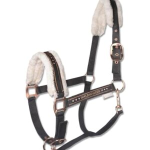 Waldhausen Halfter Elegant, schwarz/roségold, für Pferde - Elegantes und hochwertiges Halfter mit Polsterung und Mehrfachverstellbarkeit