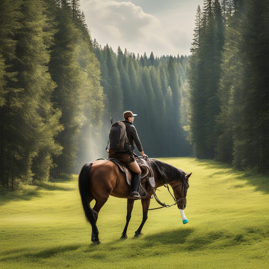 Pferd mit Wassertrense im Wald oder auf einem Reiterhof, Geschenkidee für Pferdebesitzer