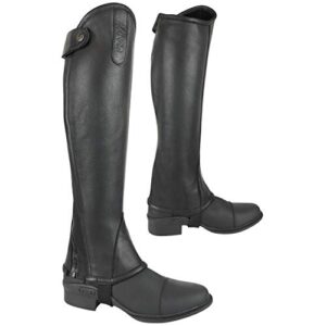 Reit-Chaps aus Echtleder mit gebogenem Reißverschluss, schwarze Farbe, Größe 4XL, hochwertiges Leder für maximalen Komfort und Haltbarkeit