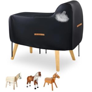 Abdeckplanen für Holzpferde - Wasserdichte Abdeckhülle für Draußen Garten, Universal Holzpferd Schutz mit Reflexstreifen und Winddichten Schnallen