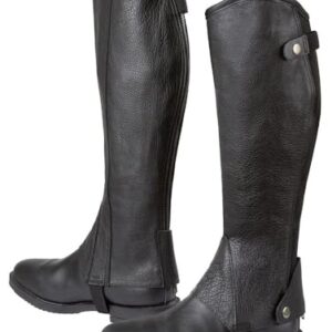 Covalliero Minichaps Elasto Leder Elastikeinsatz, schwarz, S, 324030 - Reiter- und Fahrereinsatz aus glattem Leder für optimale Bewegungsfreiheit