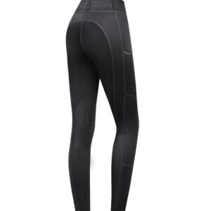 Schwarze Reitleggings mit Silikonknie für Damen, atmungsaktiv und bequem zu tragen