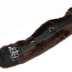 Lammfell-Sattelgurt für Dressurreiten, 100% echtes Merino-Lammfell, strapazierfähiger Baumwollsteppstoff, Mondform, Hilfszügel ohne Einschränkung befestigbar