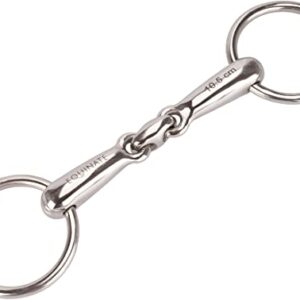 Anatomisch geformtes Gebiss mit sanfter Einwirkung für Pferde - Equinate Pony Wassertrense Edelstahl 16mm doppelt gebrochen 9,5cm