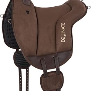 Bareback Pad mit pflegeleichter Neopren Unterseite - Reitkissen Baumloser Sattel aus synthetischem Wildleder für Pony Braun