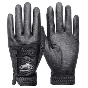 Reithandschuhe für Damen, Finger-Typ, synthetisches Leder, strassige Schlaufe, Haut-Design, Paar