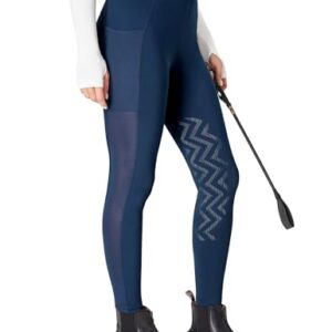 Reithose für Damen mit Rutschfestem Kniebesatz, hohem Bund und Seitentaschen für Reitschule und Radfahren im Frühling Sommer