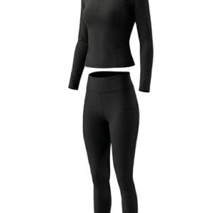 Reitoutfit für Damen, Zweiteiliges Reitset aus Reithemd und Reithose mit Stretchmaterial, Halbreißverschluss-Kragen und Rutschfestem Silikon an den Knien