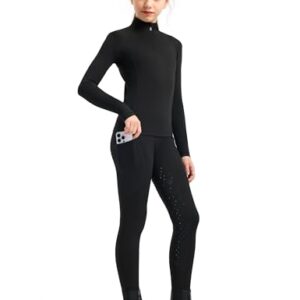 Reitset für Kinder Mädchen, Reithose und Reitsport Oberteil mit Knie-Patch Silikon und Taschen, ideal für tägliches Reittraining und Turniere.