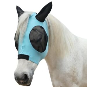 Gallopoff Fliegenmaske für Pferde, Hellblau, Cob, Schutz vor Insekten und UV-Licht, atmungsaktiv, leicht und weich