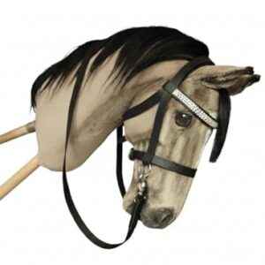 Hobby Horse Zubehör Trense mit Strasssteinen, Schwarz, Pferdespielzeug Halfter mit Zügeln für ein authentisches Reitspiel