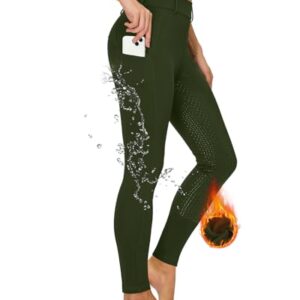 Havideto Winter Reitleggings Damen Vollbesatz Thermo Reithose, bequeme und wasserabweisende Reitjacke mit Fleece-Innenseite, Silikon-Vollbesatz, Klappentaschen und elastischer Bund für kalte Wetterbedingungen
