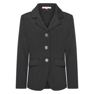 Kinder Turnierjacke mit 3-Knopf-Verschluss, ungefüttert und Pattentaschen, Schwarz, 128 cm Länge
