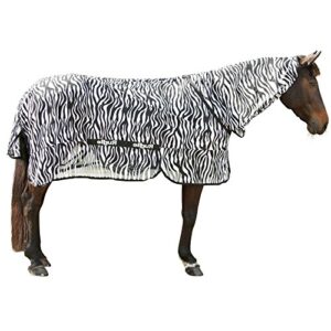 Pferdebedeckung mit Zebrafarben, Insektenschutz und Halstüte 125 cm groß